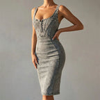 Savannah - Women’s Zip Denim Bodycon Dress