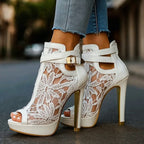 Scarlett - Women’s Elegant Lace Ankle Strap Heels