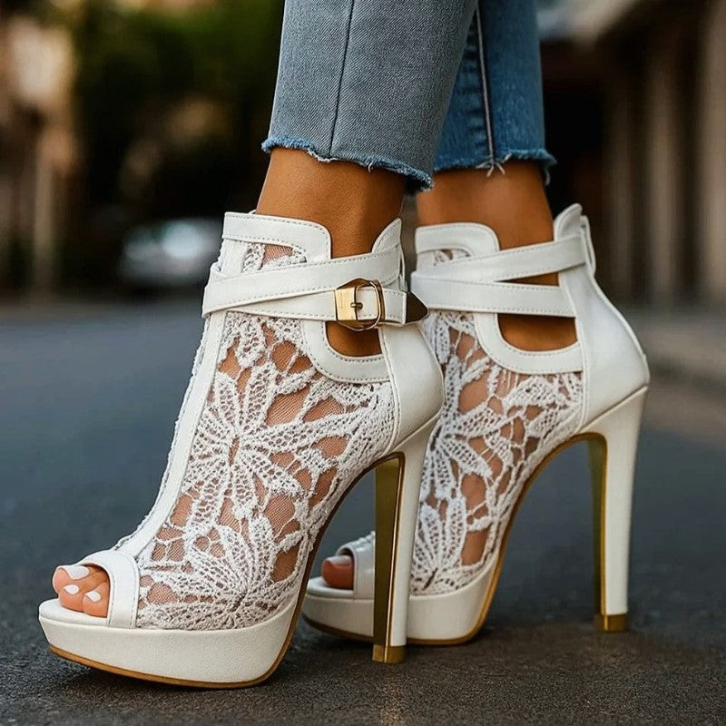 Scarlett - Women’s Elegant Lace Ankle Strap Heels