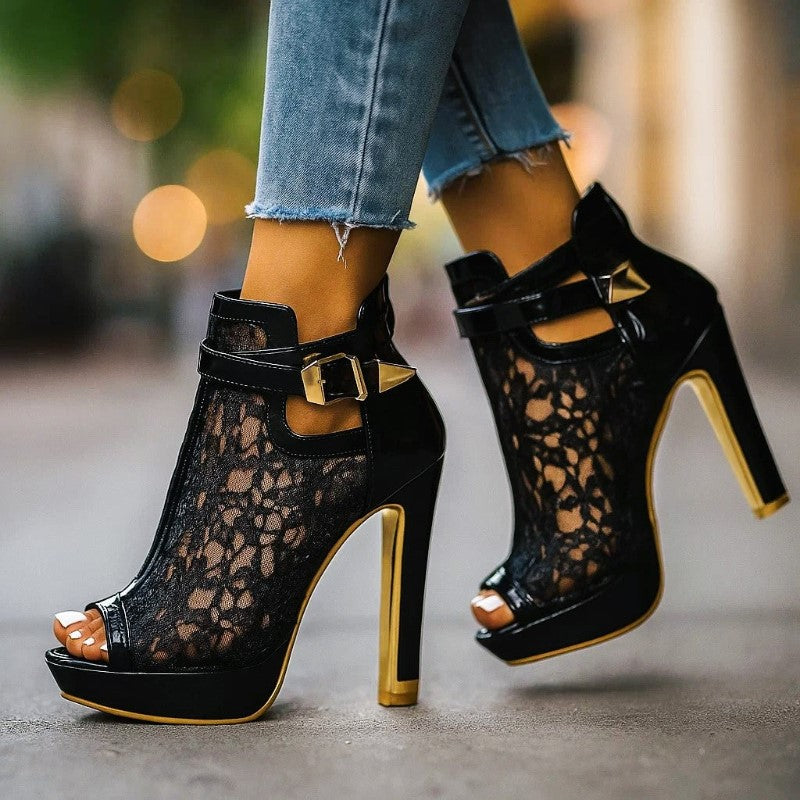 Scarlett - Women’s Elegant Lace Ankle Strap Heels