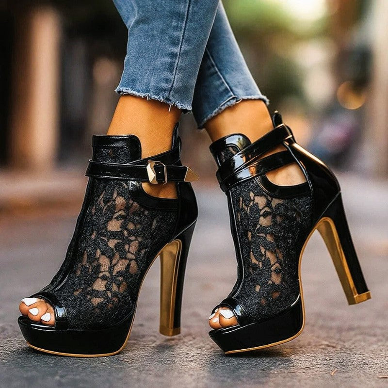 Scarlett - Women’s Elegant Lace Ankle Strap Heels