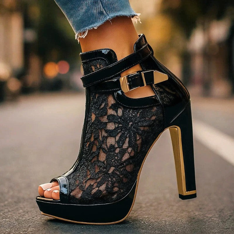 Scarlett - Women’s Elegant Lace Ankle Strap Heels