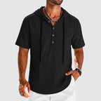 Sebastian - Men’s Cotton Hooded Henley Shirt