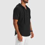 Sebastian - Men’s Cotton Hooded Henley Shirt