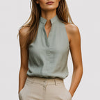 Sienna - Women's Sleeveless Mandarin Collar Blouse