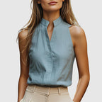 Sienna - Women's Sleeveless Mandarin Collar Blouse