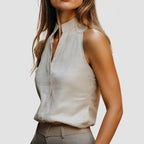 Sienna - Women's Sleeveless Mandarin Collar Blouse