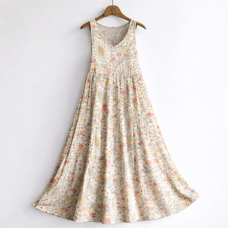 Sofia - Women’s Floral Print Sleeveless Maxi Dress