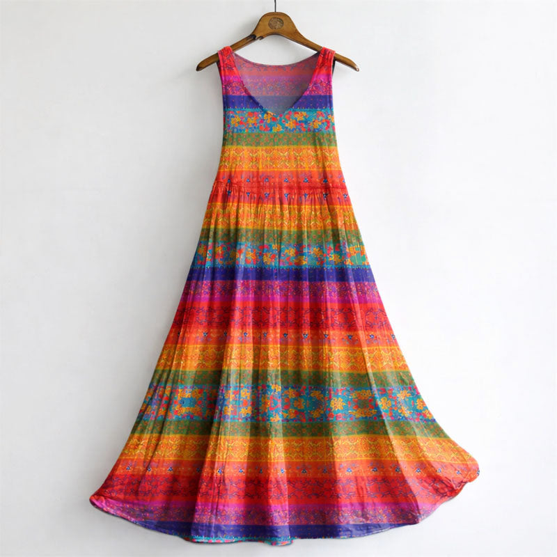 Sofia - Women’s Floral Print Sleeveless Maxi Dress