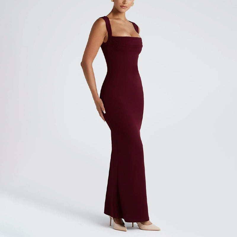 Sophia - Women's Square Neck Bodycon Maxi Dress