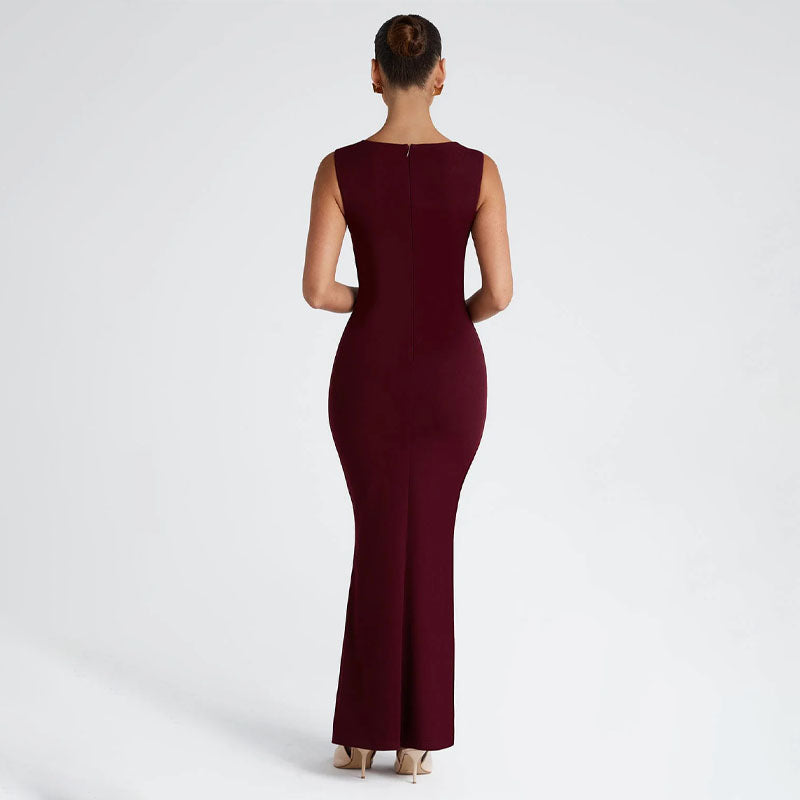 Sophia - Women's Square Neck Bodycon Maxi Dress