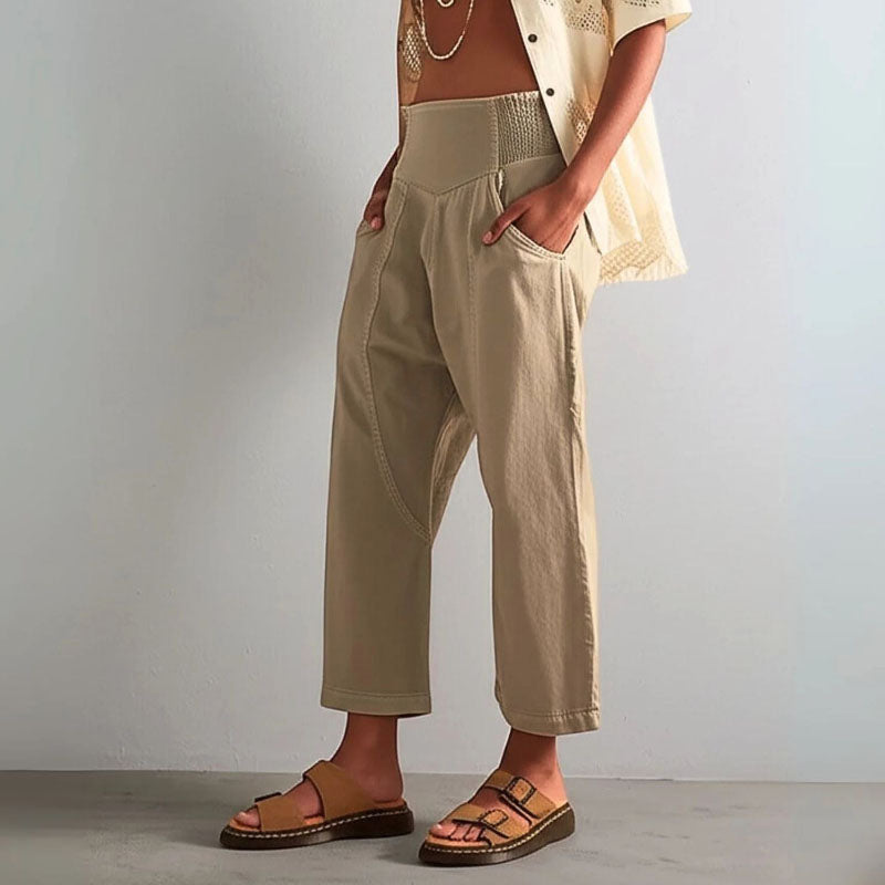 Stella - Women’s Paneled Wide Leg Crop Trousers