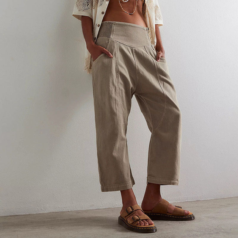 Stella - Women’s Paneled Wide Leg Crop Trousers