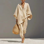 Suzanne - Women’s Relaxed Linen-Look Lounge Set