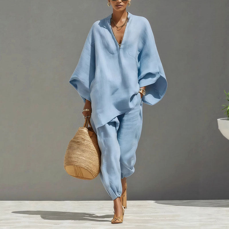 Suzanne - Women’s Relaxed Linen-Look Lounge Set