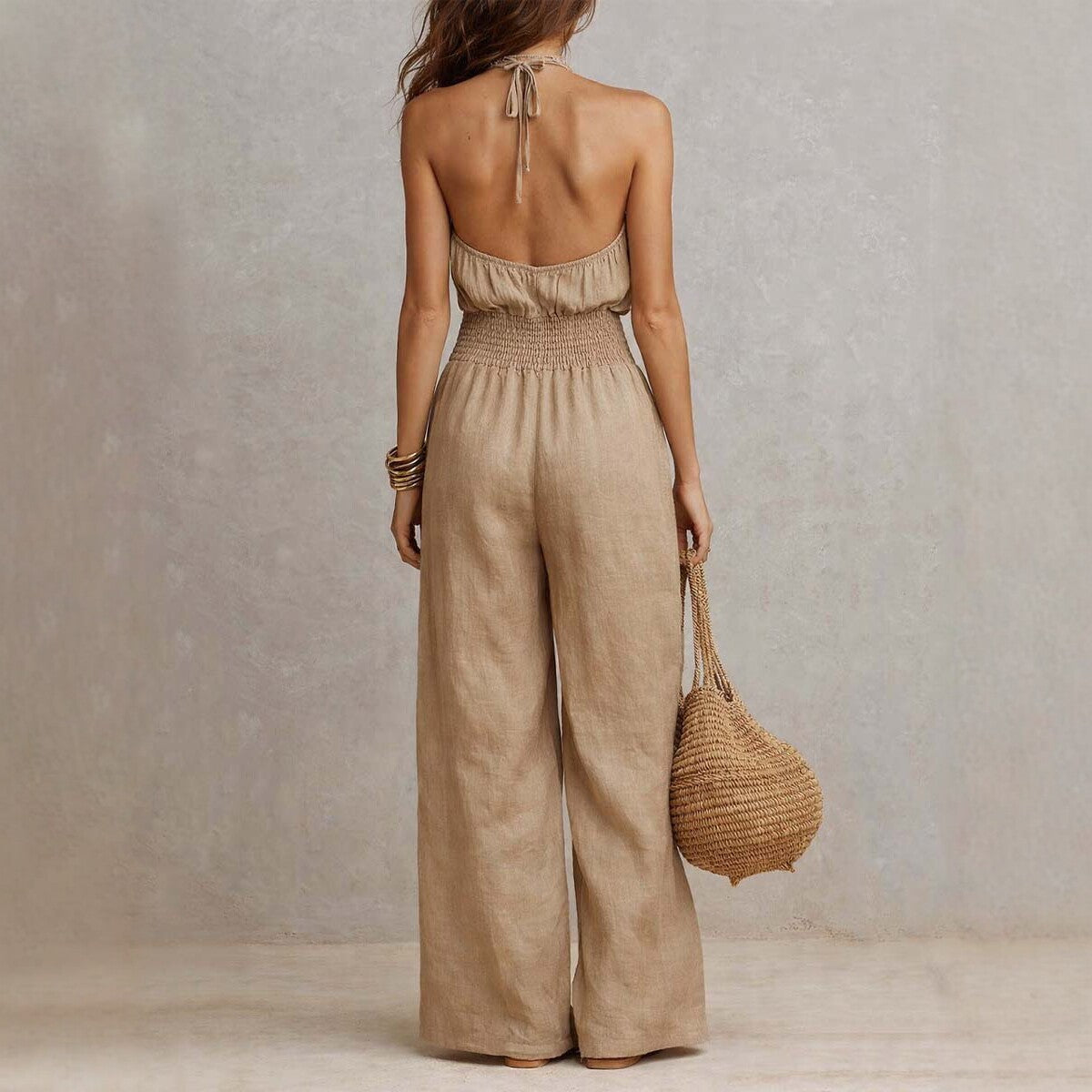 Sydney - Women's Halter Neck Wide Leg Jumpsuit