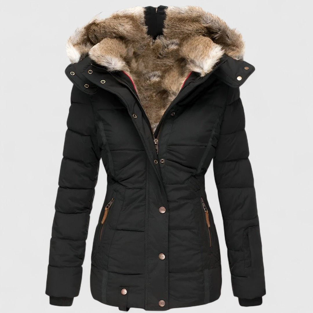 Sylvie - Women's Casual Hooded Parka Jacket with Plush Faux Fur Trim