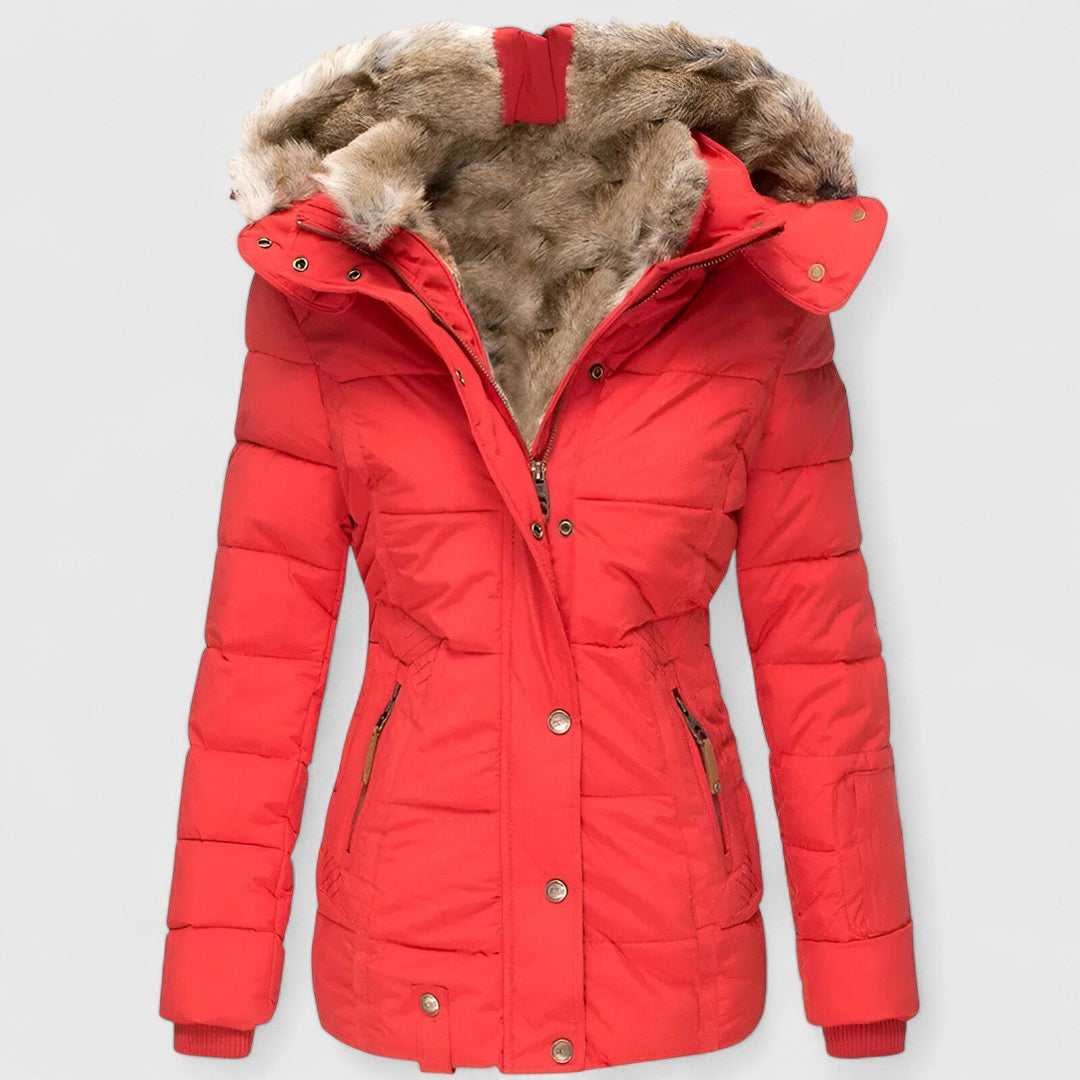 Sylvie - Women's Casual Hooded Parka Jacket with Plush Faux Fur Trim