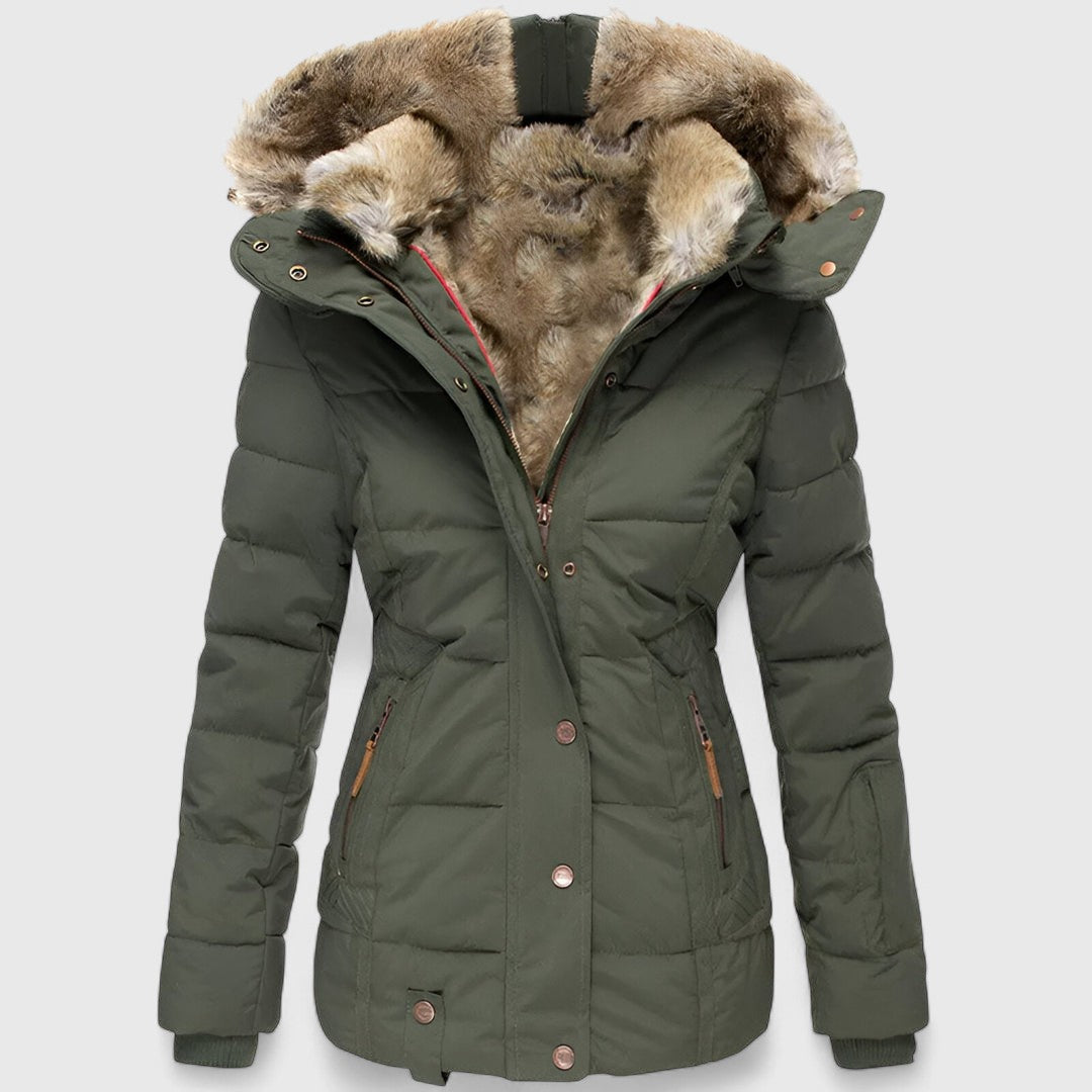 Sylvie - Women's Casual Hooded Parka Jacket with Plush Faux Fur Trim