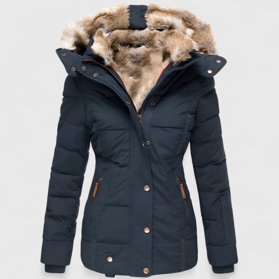Sylvie - Women's Casual Hooded Parka Jacket with Plush Faux Fur Trim