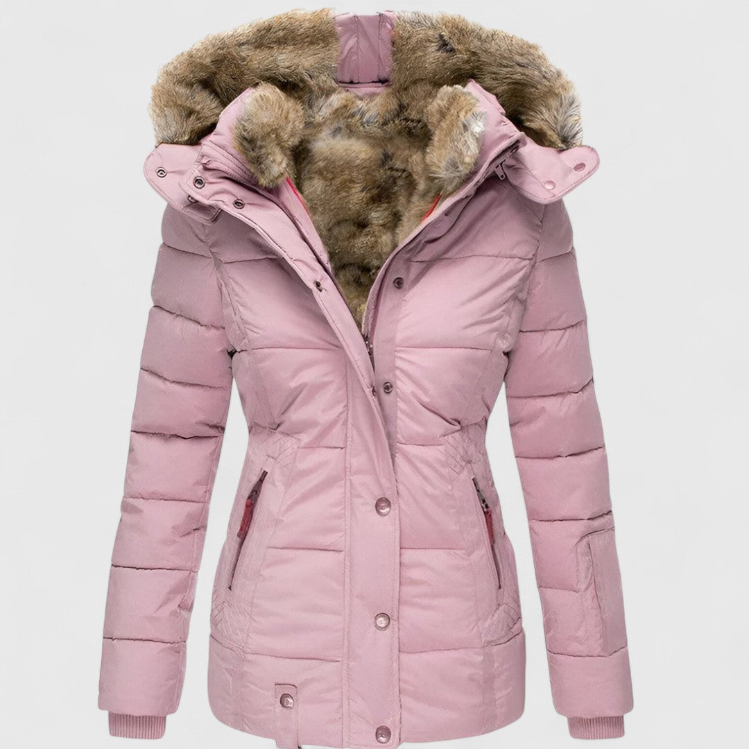 Sylvie - Women's Casual Hooded Parka Jacket with Plush Faux Fur Trim