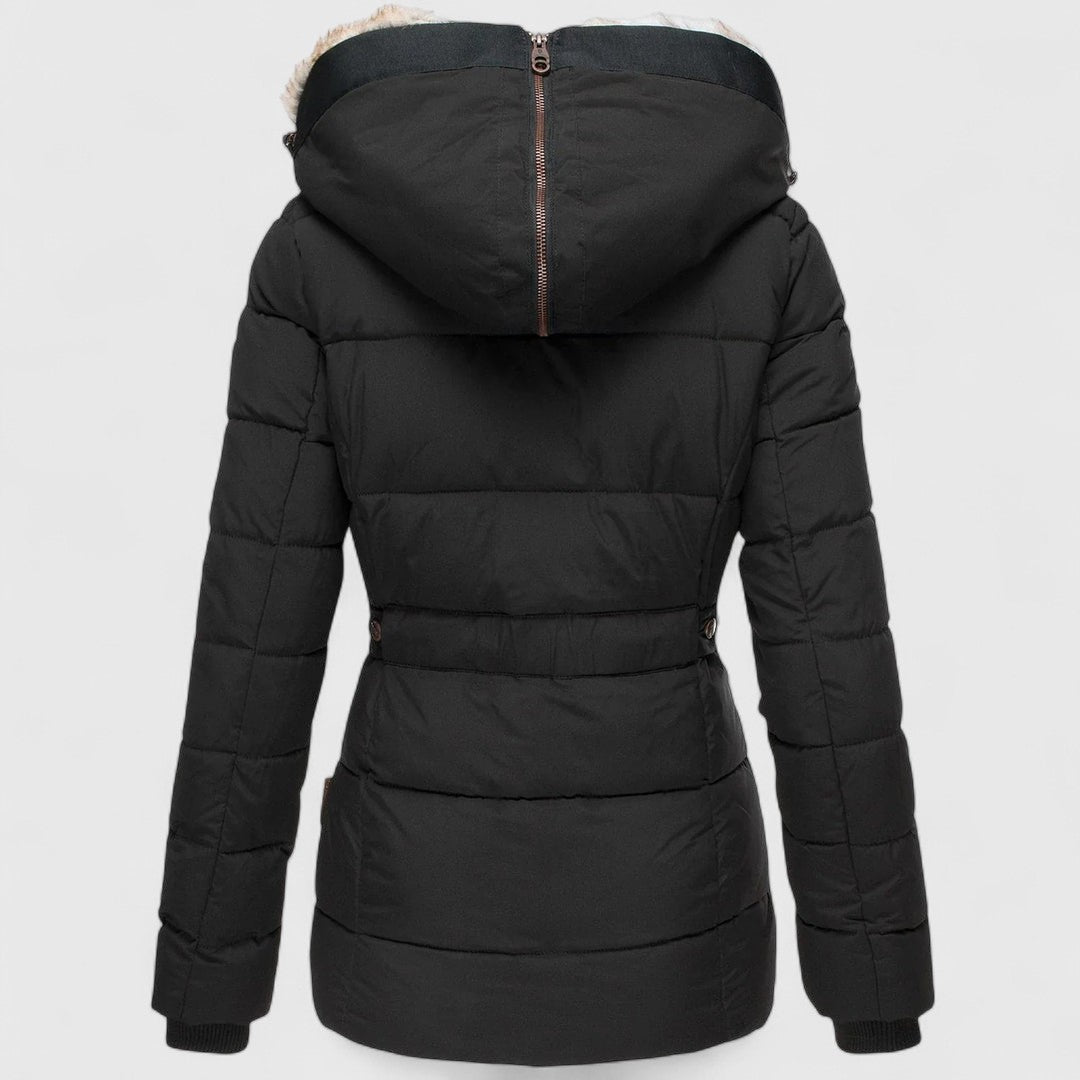 Sylvie - Women's Casual Hooded Parka Jacket with Plush Faux Fur Trim