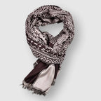 Tahoe -  Patterned Rectangular Scarf with Fringe Trim