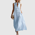 Teresa - Women’s Sleeveless Linen-Look Maxi Dress