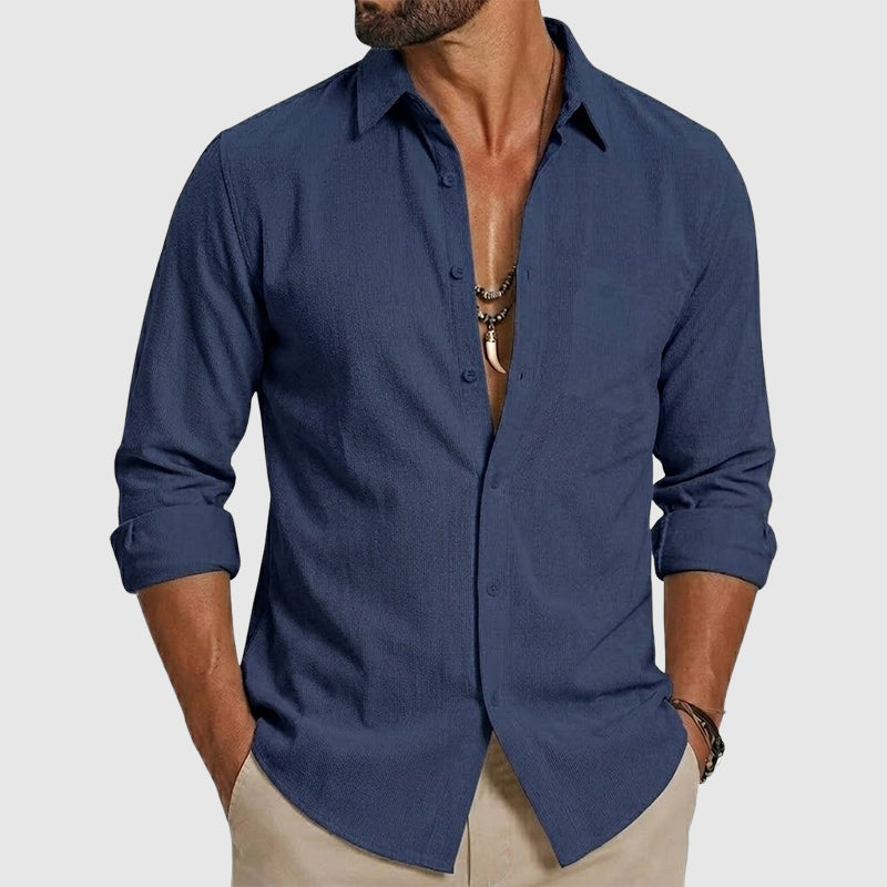 Terry - Men's Relaxed Fit Button-Up Cotton Shirt