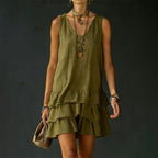 Tessa - Women's Layered Ruffle Hem Sleeveless Mini Dress