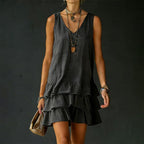 Tessa - Women's Layered Ruffle Hem Sleeveless Mini Dress
