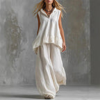 Thea - Women's Sleeveless Top and Pants Linen Set