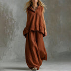 Thea - Women's Sleeveless Top and Pants Linen Set