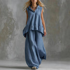 Thea - Women's Sleeveless Top and Pants Linen Set