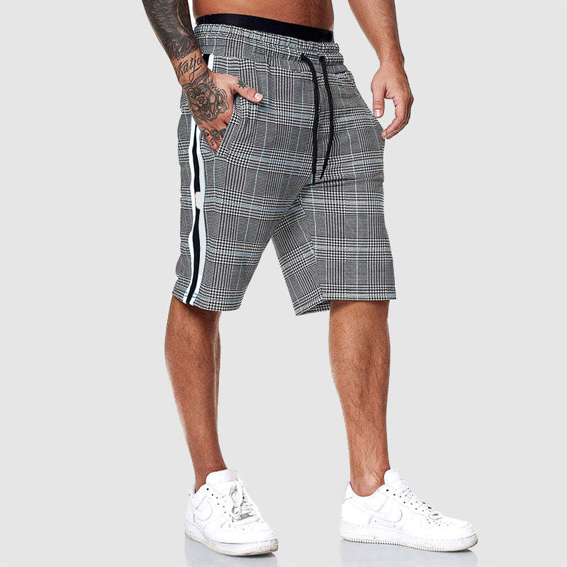 Thomas - Men’s Stylish Jersey Drawstring Plaid Shorts