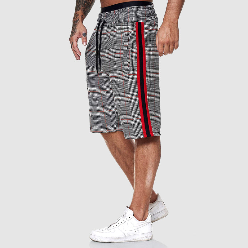 Thomas - Men’s Stylish Jersey Drawstring Plaid Shorts