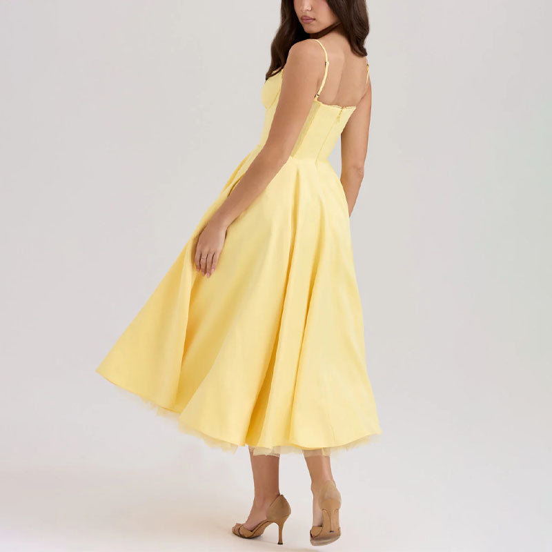 Valerie - Women's Structured Corset Midi Dress