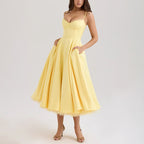 Valerie - Women's Structured Corset Midi Dress