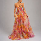 Tracy - Women's Floral Chiffon Maxi Dress