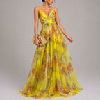 Tracy - Women's Floral Chiffon Maxi Dress