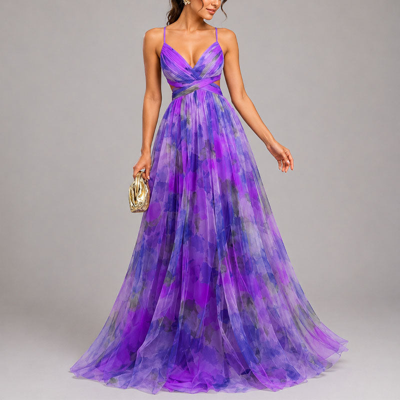 Tracy - Women's Floral Chiffon Maxi Dress