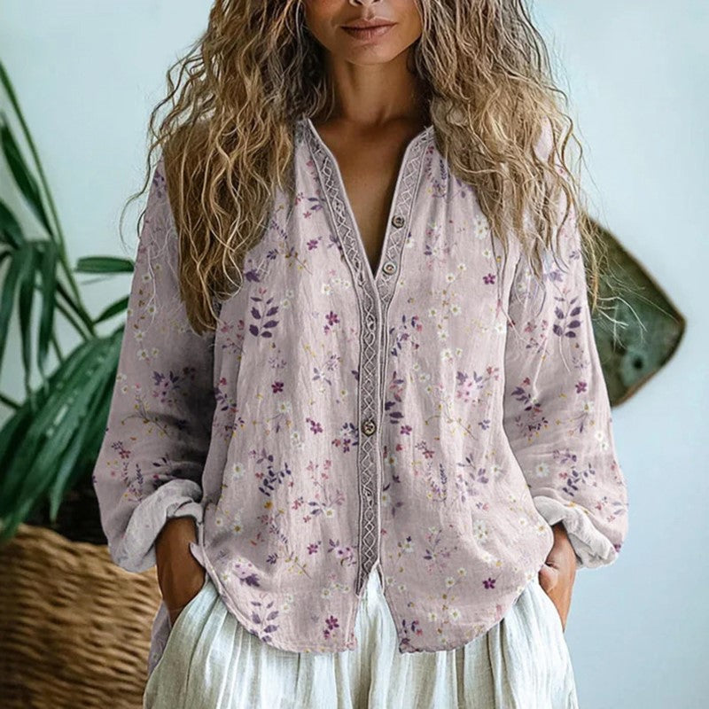 Vanessa - Women’s Boho Leaf Print Blouse