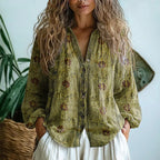 Vanessa - Women’s Boho Leaf Print Blouse