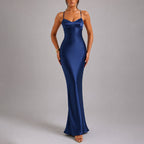 Veronica - Women's Satin-Effect Strappy Maxi Dress