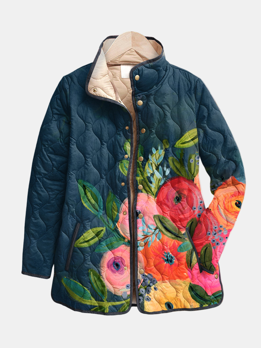 Violet - Women's Floral Print Quilted Jacket