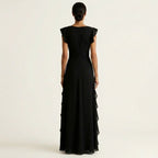 Vivian - Women's Ruffle Wrap V-Neck Maxi Dress