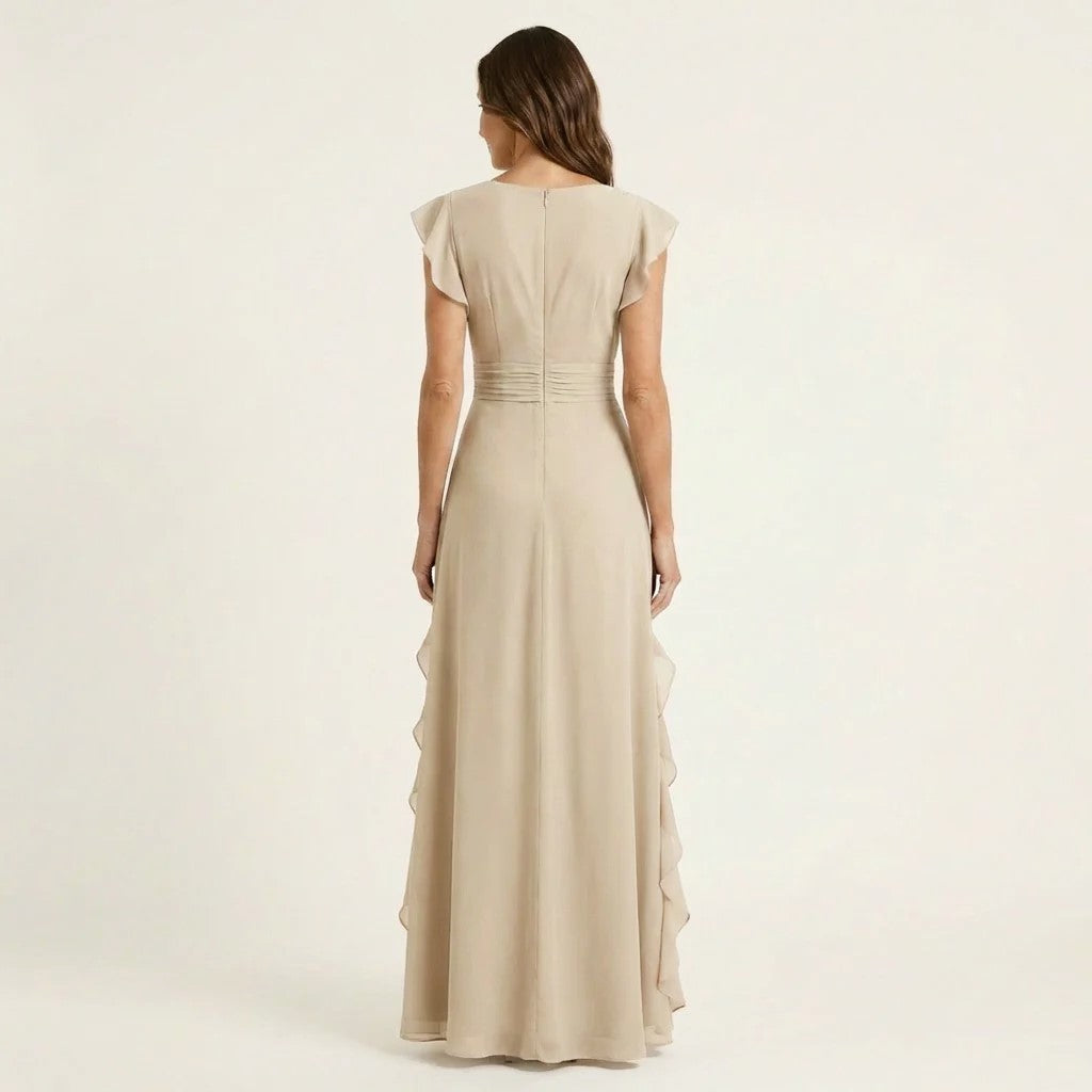 Vivian - Women's Ruffle Wrap V-Neck Maxi Dress