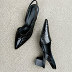 Viviana - Women’s Croc-Embossed Slingback Block Heels