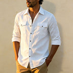 Walter - Men’s Linen Button-Up Shirt with Chest Pockets