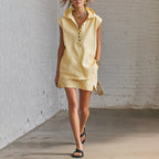 Wendy - Women's Sleeveless Hooded Top and Shorts Set